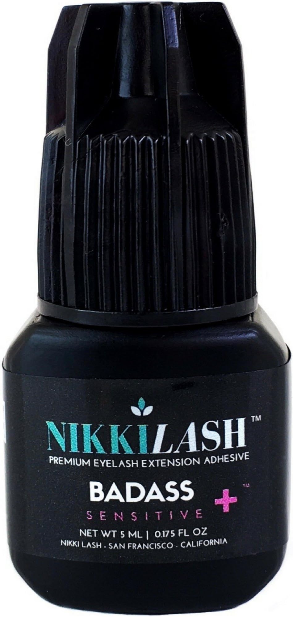 NIKKILASH BADASS SENSITIVE+ Eyelash Extension Glue | Latex-free For Extreme Sensitive Allergy Clients - Formulated to Increased Durability and Flexibility - Non-irritating Fume-free and Odorless - 5ML