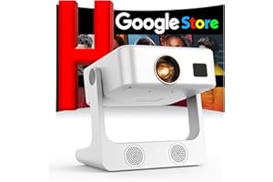 [1200 ANSI/Google Store/Voice Control] 4K Outdoor Smart Projector with WiFi6 and Bluetooth, 10,000+ Apps, Portable Proyector, Sovboi 1080P Audio Phone Movie Home [180° Stand & 300 ''Display]