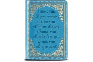 WHLBHG Encouragement Gift Inspirational Leather Journal Appreciate Gift Graduation Lined Journal Notebook Behind You, All Your Memories Notebook (Behind you-Light Blue)