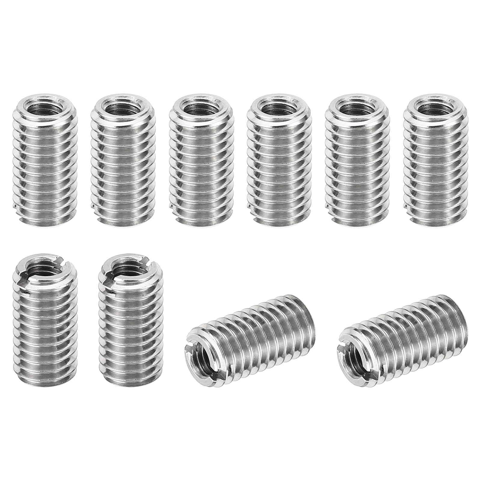 PATIKIL Thread Adapters Sleeve Reducing Nut, 10 Pcs M8*1.25 Male to M5*0.8 Female Repairing Insert Nut Screw Reducer Conversion Stainless Steel Fastener 15mm
