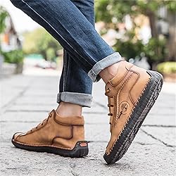 Dacomfy Men's Shoes Leather Work Boots Casual