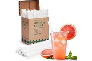 Glotoch Express 500 PCS Individually Wrapped Clear Plastic Straws, 10.25'' Long, 0.24'' Diameter Disposable Drinking Straws for Every Occasion, Party, Made in USA