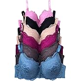 Iheyi 6 Pieces Women's Wired Basic Plain Light Regular Padding Everyday Bra