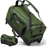 Fanwoli 30'' Rolling Duffel Bag with Wheels - No-Sag Design for Heavy Loads, 100L Waterproof Foldable Luggage w/Hidden Backpack Straps & Waist Support Compartment, Lightweight Travel & Gym