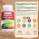 Best Naturals L-Arginine L-Citrulline Complex 1000 mg 120 Tablets view 2