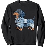 Dachshund Pattern Denim Patchwork Art Funny Dachshund Dog Sweatshirt