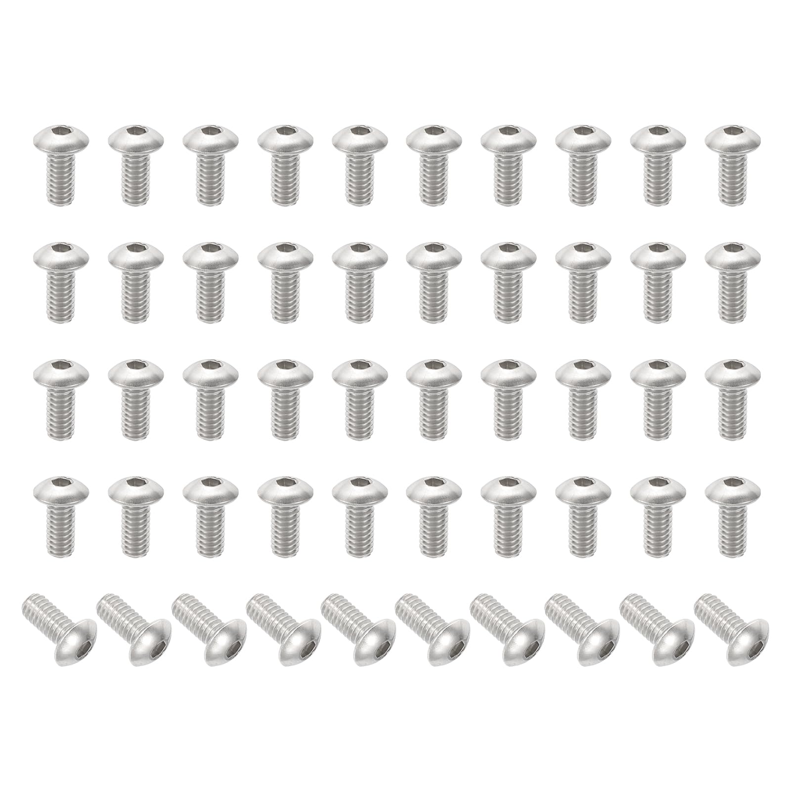 PATIKIL #8-32x3/8" Button Head Socket Cap Screws, 50 Pcs 304 Stainless Steel 18-8 Socket Cap Screw Bolts Allen Hex Drive Full Thread UNC