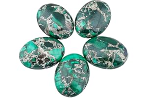 TUMBEELLUWA Sea Sediment Jasper Oval Stone Cabochons Flatback Semi-precious CAB for Jewelry Making Pack of 5