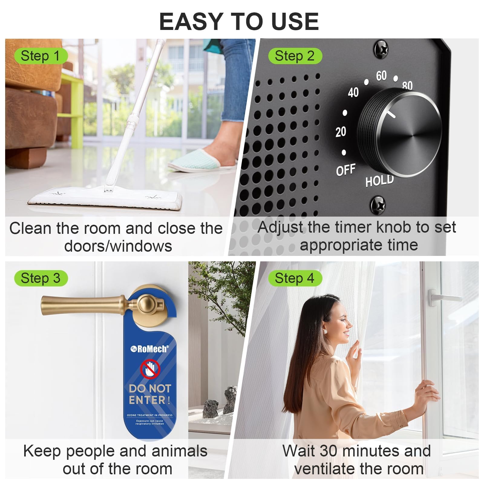 ROMECH Ozone Generator, High Capacity Ionizer Air Purifier Ozone Odor Eliminator for 4000sq.ft. Home, Basement, Kitchen