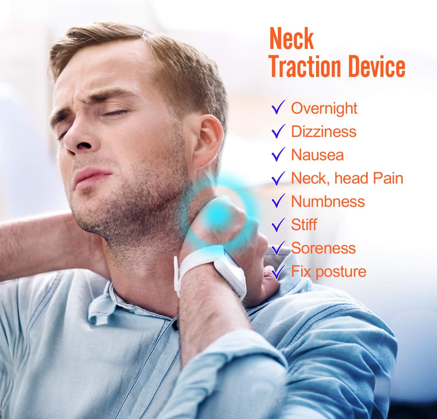 Ohuhu Neck Cervical Traction Collar Device for Neck Shoulder Back Head Pain Relief Inflatable Spine Alignment Pillow, Brown Father's Day Gift: Health & Personal Care
