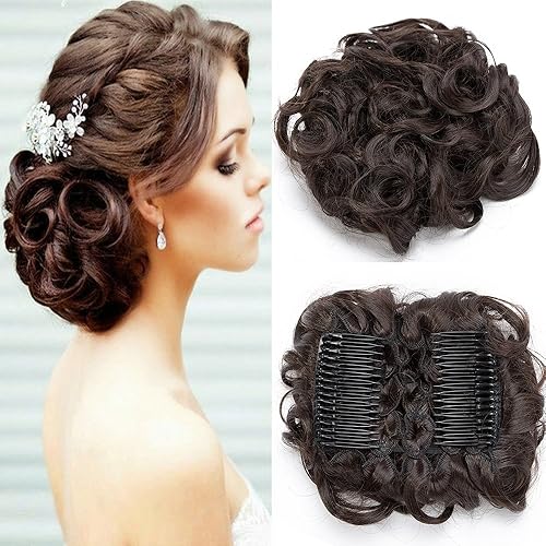 Us Fashion Outlet Comb Chignon Short Messy Curly Donut Hair Bun
