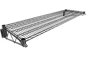 Krollen Industrial 18" x 60" Black Epoxy Wire Wall Mount Shelf