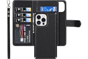 iCoverCase Compatible with iPhone 13 Pro Max Wallet Case with Card Holder and Wrist Strap, PU Leather Kickstand Card Slots Ma