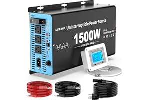 OLTEANP 1500W Sump Pump Battery Backup System, Pure Sine Wave Power Inverter with Charger, Backup System for Power Outage, LCD Screen Remote Controller, Automatic Switching for Grid and Battery