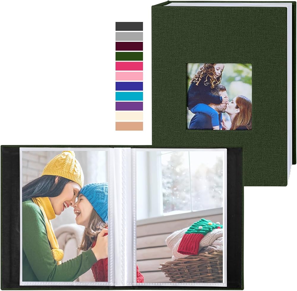 Benjia Small Photo Album 6x4 2 Packs 100 Pockets Portrait Only Green