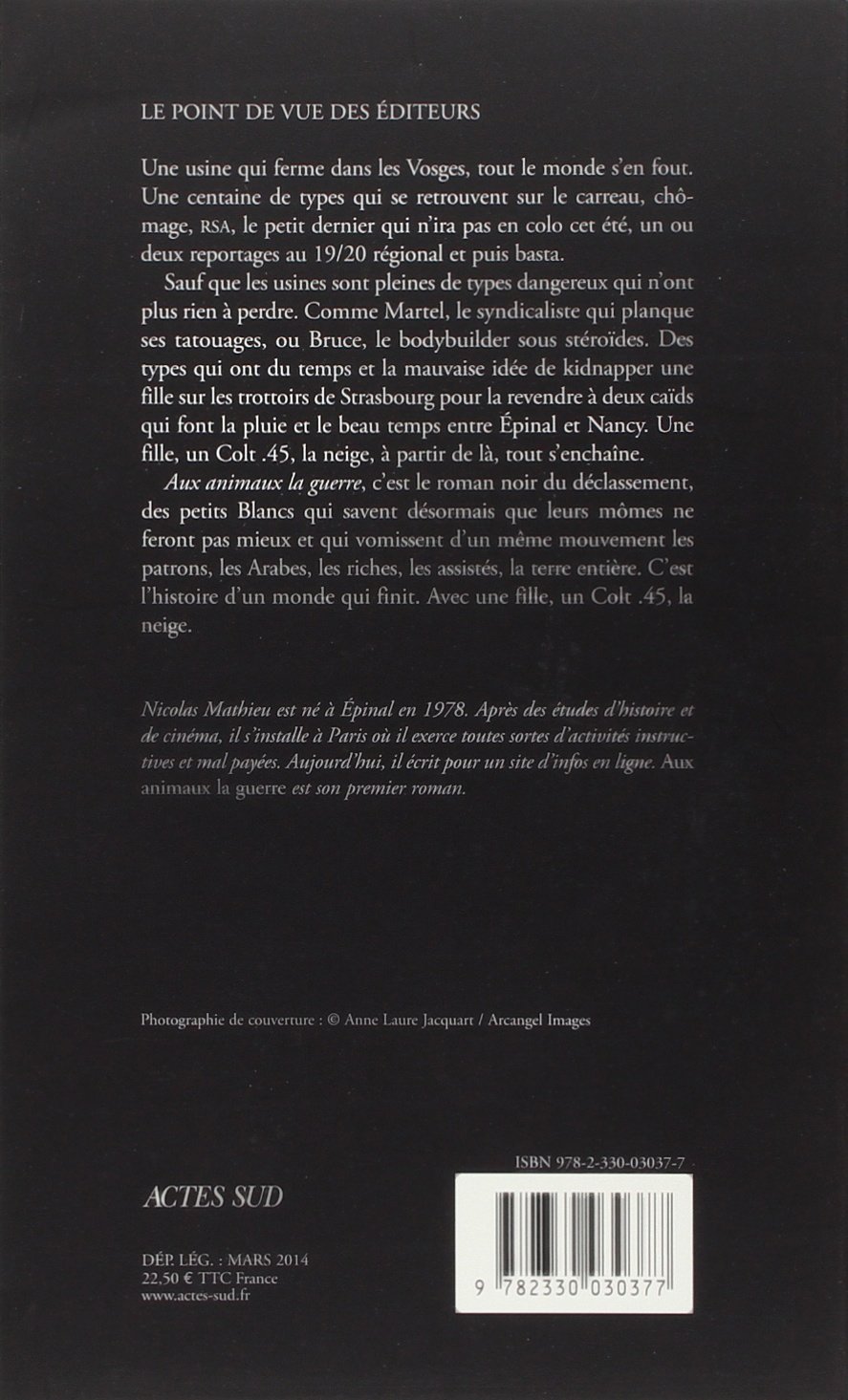 Aux Animaux La Guerre French Edition Nicolas Mathieu