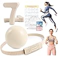 Paleclouds Pilates Ring Set, Pilates Essential Kit with Pilates Ring and Ball, 2.2lb *2 Ergonomic 7-Shaped Dumbbells, Portable Bag & Training Poster, at Home Workouts Pilates Sets for Women (Beige)