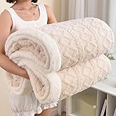 Sherpa Twin Size Blanket for Bed - Fleece Soft Cozy Fuzzy Blankets Thick Warm for Winter and All Seasons,White,Women 60 * 80 Inches