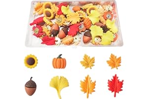 KEEPSWEAT Autumn Decorative Push Pins for Cork Board,40 Pcs Fall Push Pins Cute Thumb Tacks for Wall Sunflower Push Pins Ginkgo Leaf Maple Leaf Pumpkin Acorn Thanksgiving Pushpins for Bulletin Board