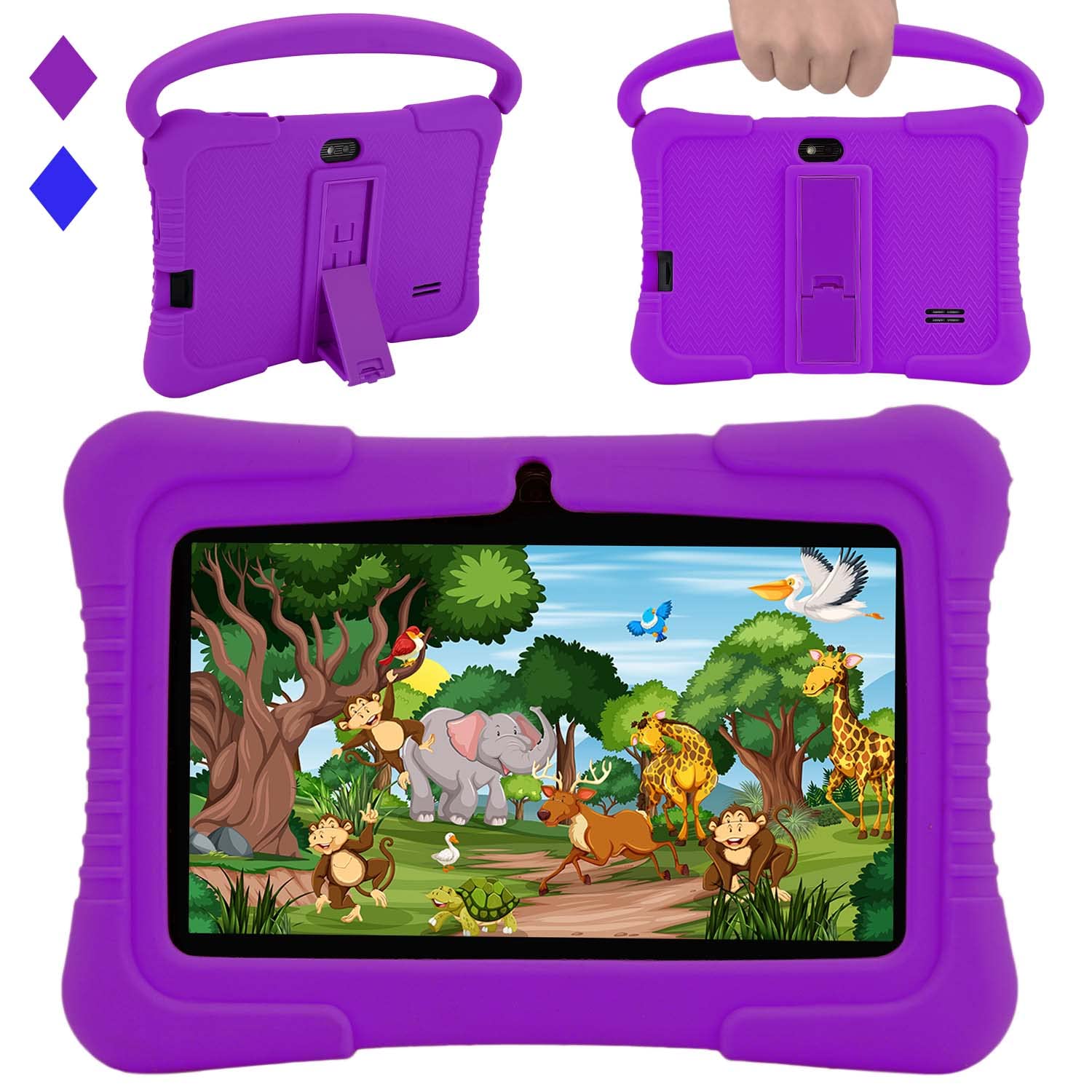 Veidoo Android Kids Tablet, 7 inch IPS Screen, 2GB RAM 32GB ROM, Safety Eye Protection, Education, Tablet for Toddle with WiFi, Games, Parental Control APP (Purple)