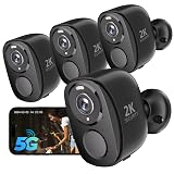 Rraycom 4Pack 5G/2.4G Security Cameras Wireless Outdoor,2K Battery Powered AI Motion Detection Siren Alarm WiFi Home Indoor Camera, Color Night Vision, 2-Way Talk, Waterproof, Works w/Alexa, Cloud/SD