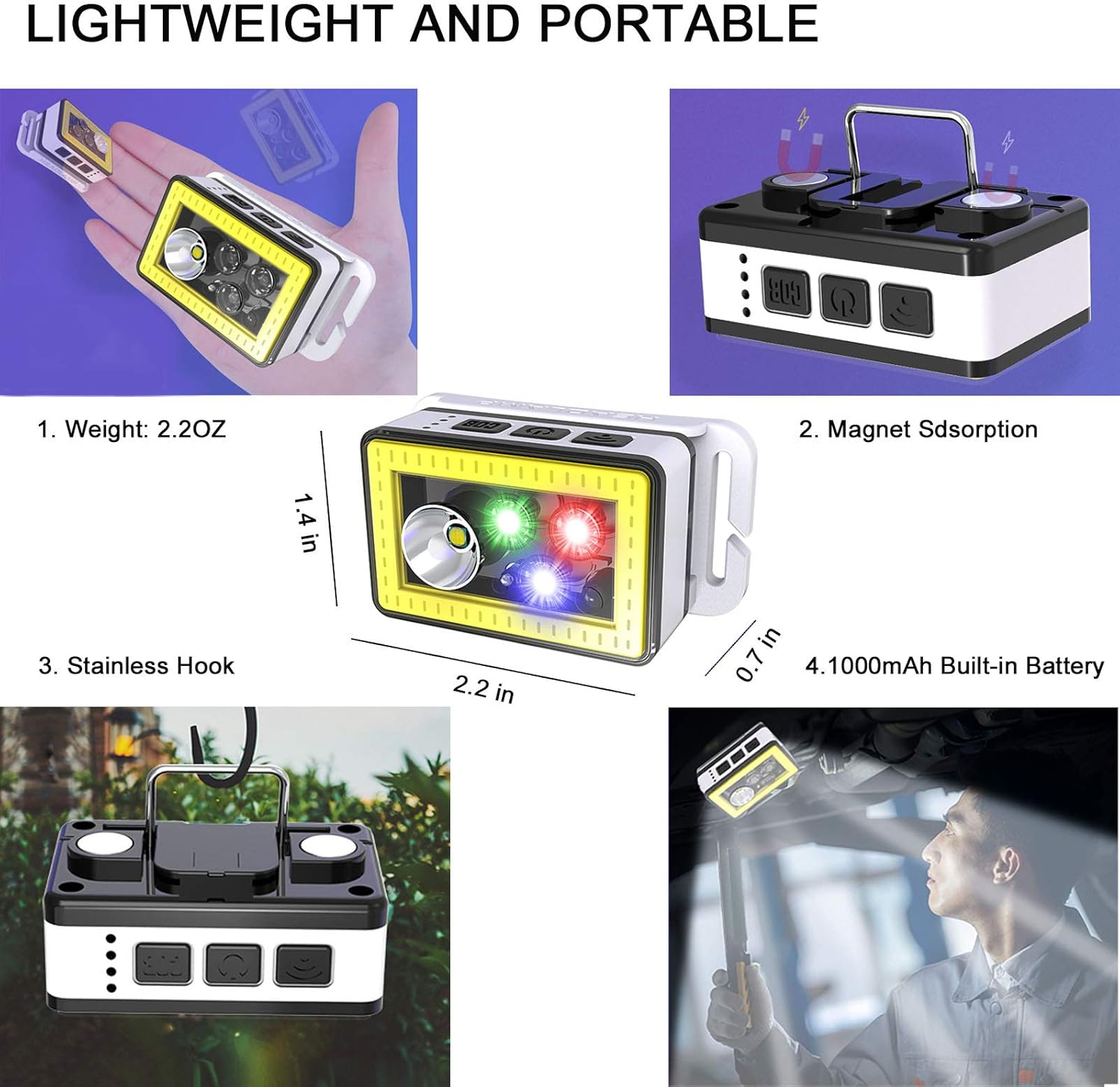HIKEOUT Headlamp Flashlight Super Bright Rechargeable Headlamp with 4 Colors Light, Adsorbable and Hangable Headlight, Waterproof Motion Sensor Headlamp, 10 Modes for Outdoor Camping Hiking Cycling : Sports & Outdoors