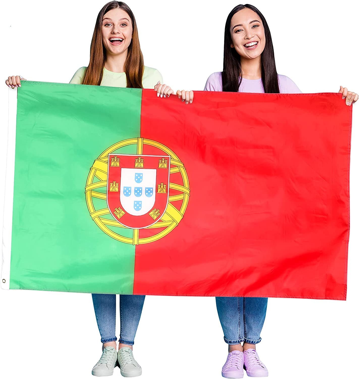 Portugal Flag Fancy Dress Decoration - Pack of 1 - Portuguese Large Flag with Grommets Approx 5ft x 3ft - Football, Rugby - Sporting Events, Street Parties, Festivals and Celebrations