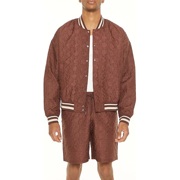 Forever 21 Giubbotto Bomber In Pile Con Finiture Varsity Per Uomo - Chiusura A Pressione, Tasche Oblique