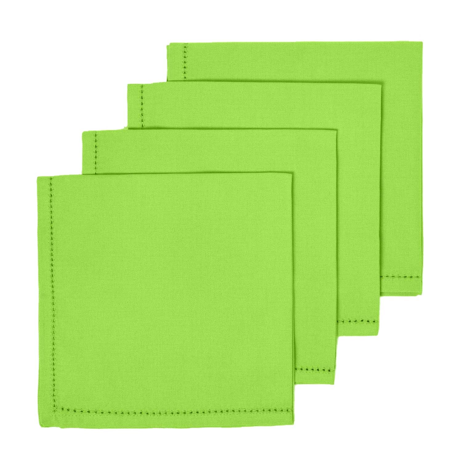 HOMESCAPES Premium Green Cloth Napkins, Set of 4, Handcrafted, Plain 100% Cotton Fabric Napkins, Washable & Reusable, Dinner Table Napkins for Parties, Events & Weddings - Lime Green, 45 x 45cm