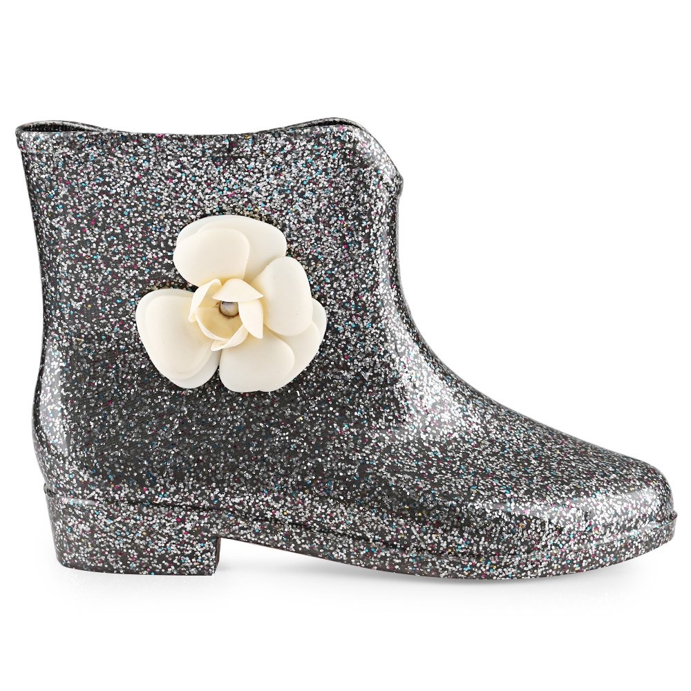 hannea paillette embellishment floral water resistance ladies rain boots