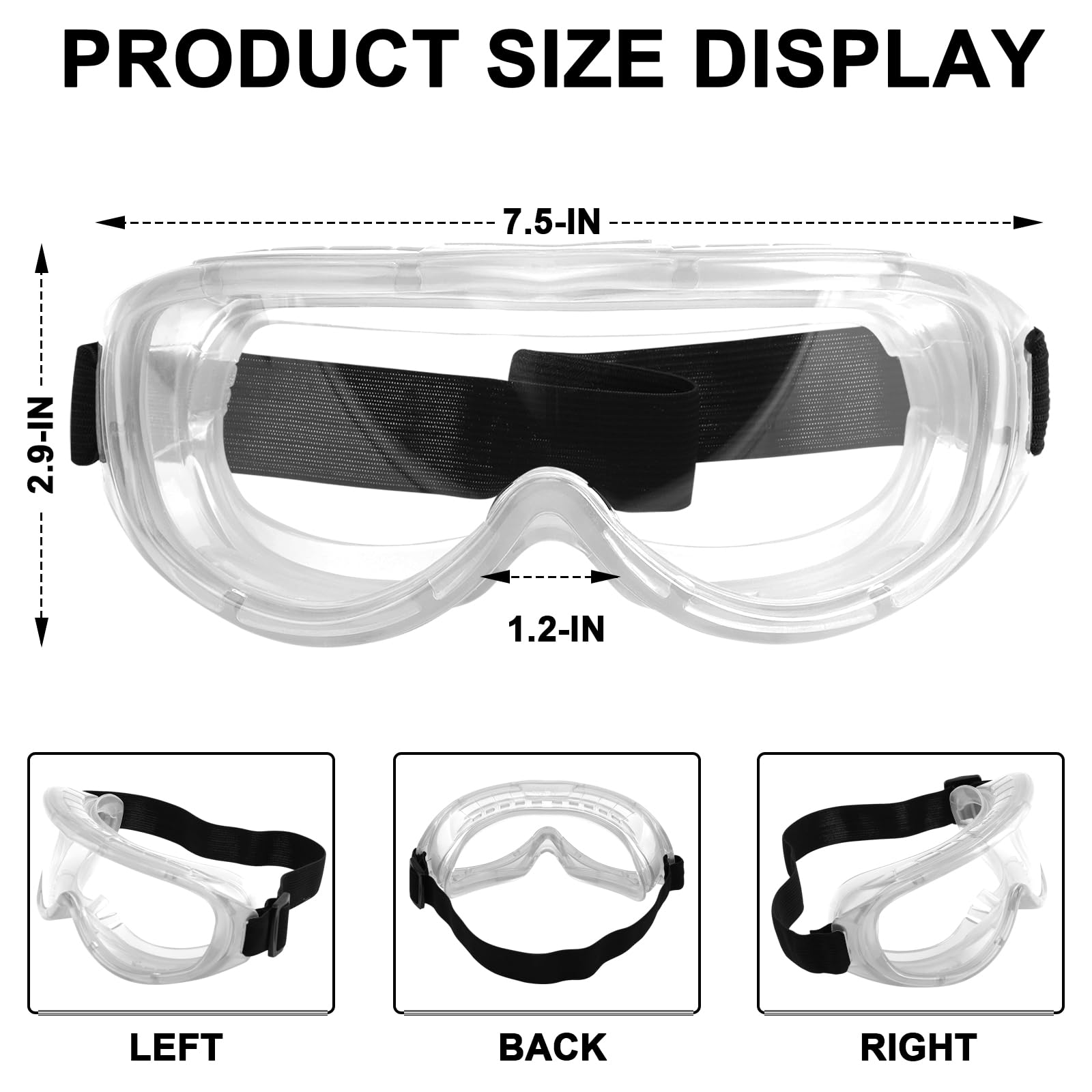 Condition photo showing New/Like New for oxg 12 pack protective safety goggles, anti-fog chemical splash eye protection science lab goggles f