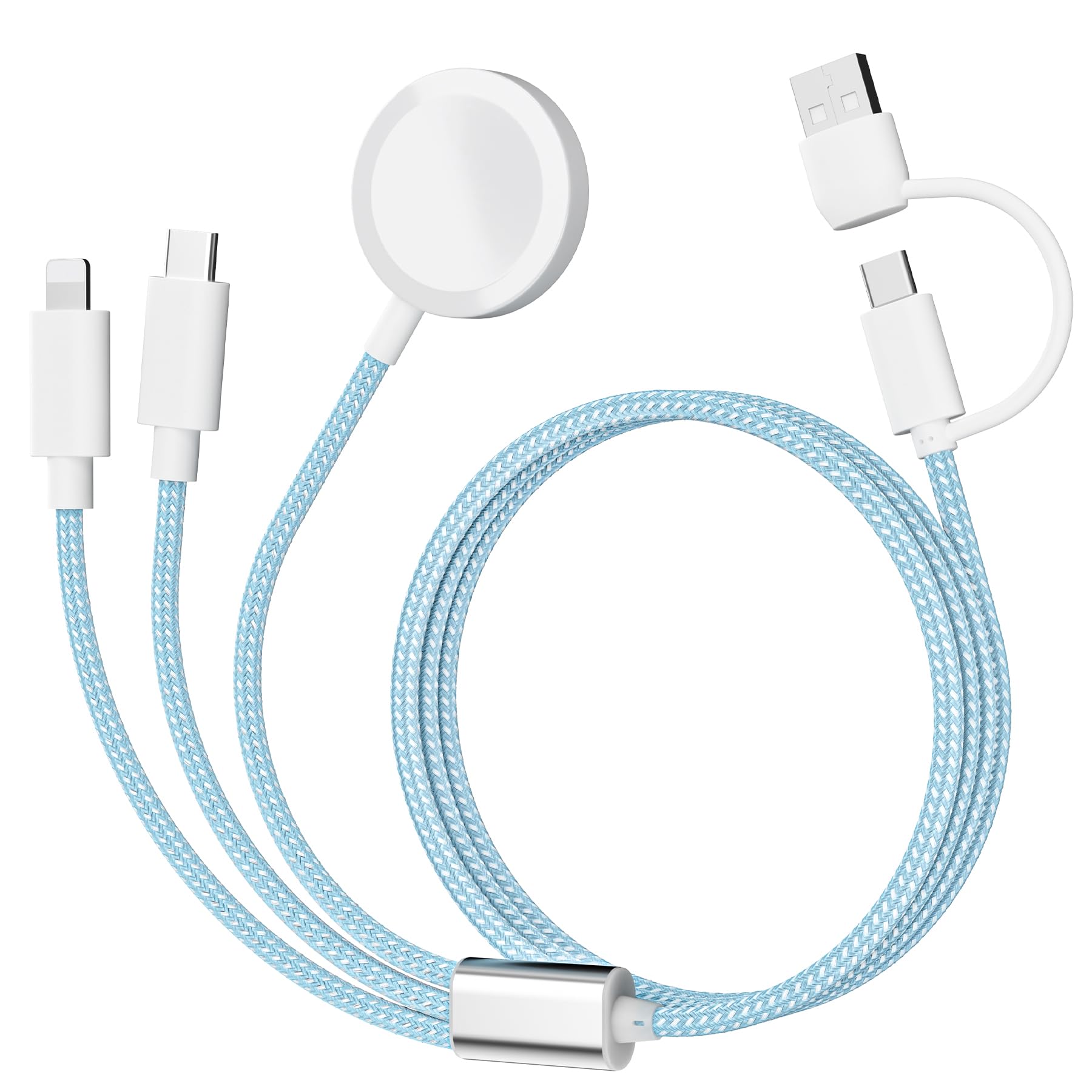 Photo 1 of ???????? ????? ???? Charging USB C Watch Phone Charger 3 in 2 Cable, Compatible with Apple Watch Ultra SE Series 1-11, Universal Travel Multi Devices All in One Cord, 4FT/1.2M-Blue