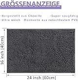 RUN HELIX Non Slip Chenille Bath Mat 40x60cm Dark Grey Absorbent view 2