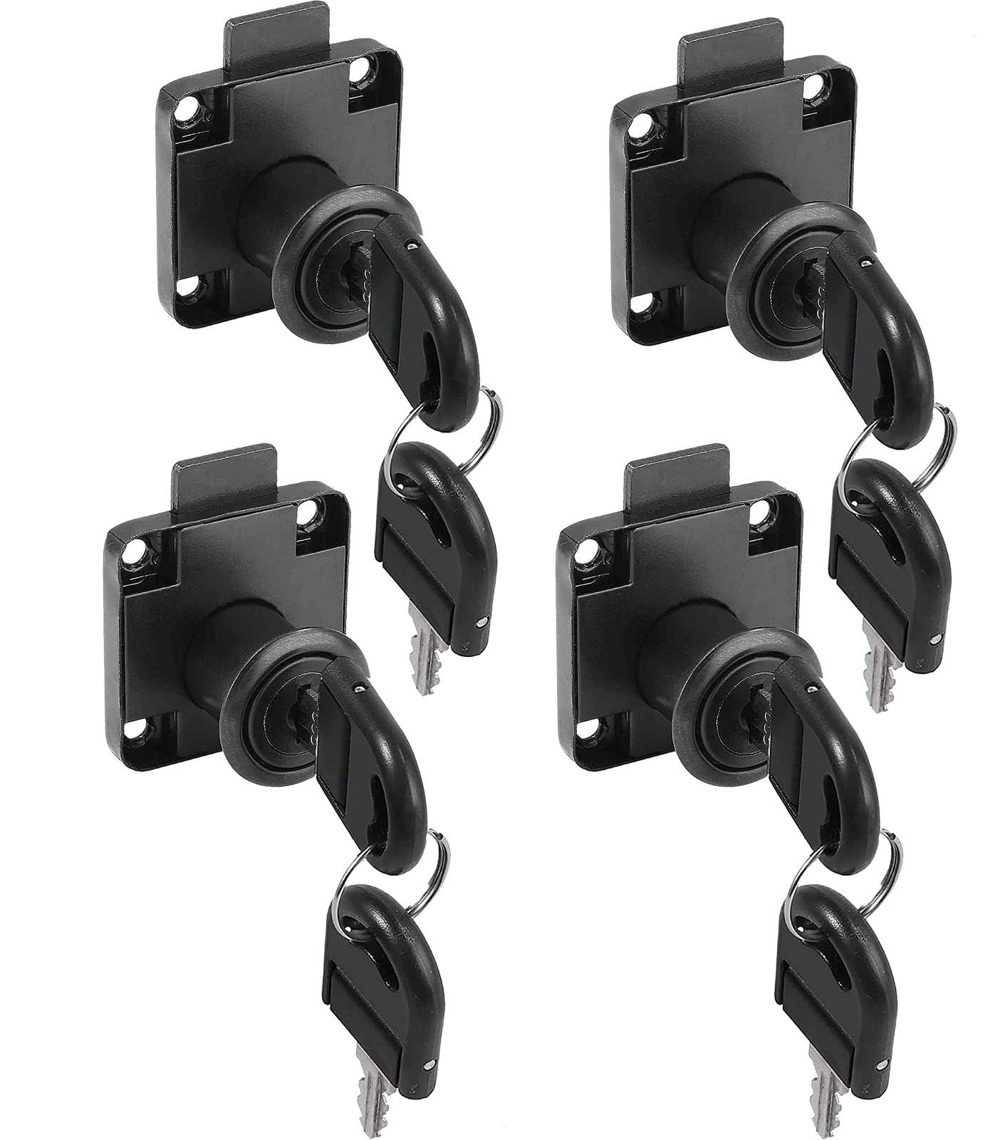 ZiYuya 4pcs Cam Lock with Key Different, Security Lock for Cabinet Cupboard Mailbox Drawer Letter Box Locks Post Box Lever Furniture Tool Box lockDoor Locks Black