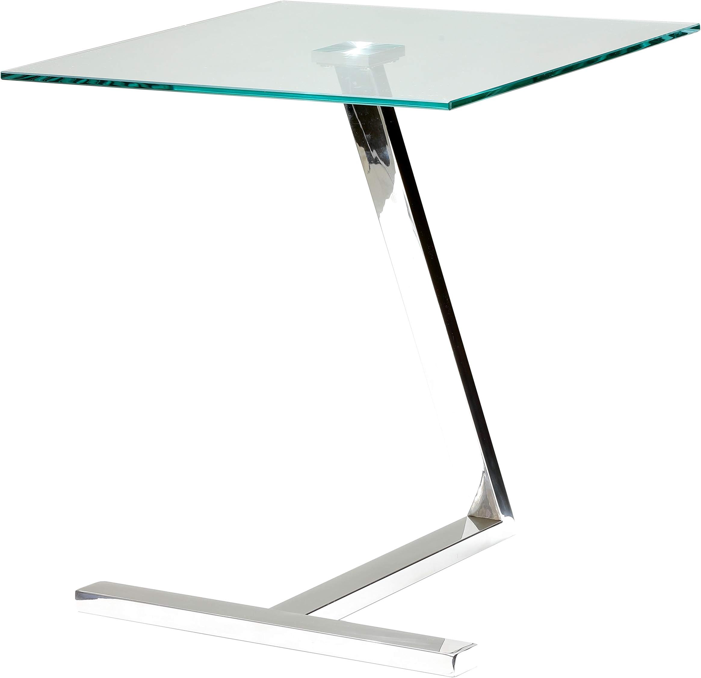 Cortesi Home Zee Square Glass End Table, 18x18x20, Chrome
