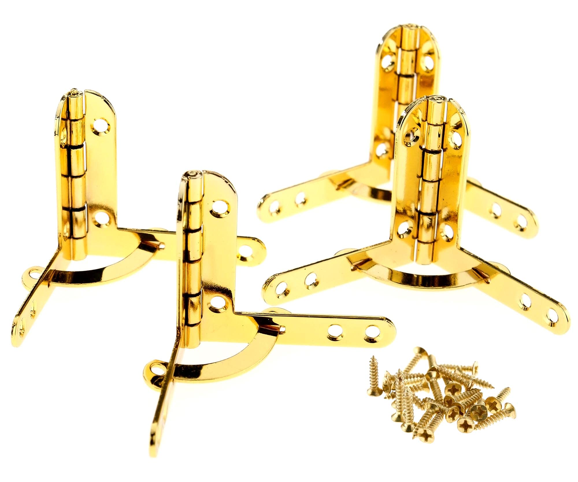 eMagTech Jewelry Wine Box Quadrant Hinges 40x40x30mm 90 Degree Chrome-Plated Support Hinges Gold with Fixing Screws 4pcs/Set