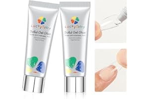 Gel Nail Glue 15ml 2Pcs - Solid Nail Glue for Acrylic Nails for Nail Tips Strong for Nails UV Light Curing Needed Press On Nails Extensions Soak Off 30ml, Luckyfairy