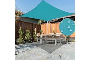 AOGESHI Sun Shade Sail Waterproof Rectangle 10'x13' Lake Blue UV Block Canopy Shade Sail Awning for Outdoor Patio Garden Play