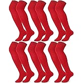 Hicarer 6 Pairs High Baseball Socks over Knee Football Softball Sock Youth Combo Long Sport Men Tube Socks Women