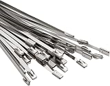 OFFO Stainless Steel Zip Ties 300mm 0.46cm Wide Heavy Duty 122KG 15 Pcs view 1