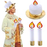 Mepase 3 Pcs Candelabra Costume Kit for Adult Candlelit Hat and Hand Candle | Candlestick Charmer Outfit, Gold Base Design, Flame Headpiece, Party Props, for Halloween Play Dress up Party Cosplay Costume