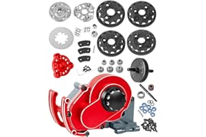 RCarmubWow RC Transmission Complete Upgrades Part for 1/10 Slash 2WD(VXL),Rustler 2WD(VXL),Stampede 2WD(VXL),Bandit 2WD(VXL),Alloy Aluminum Gearbox,Replace #3695,Red &Titanium