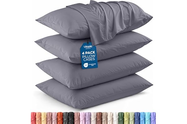 Utopia Bedding Queen Pillow Cases - 4 Pack - Envelope Closure - Soft Brushed Microfiber Fabric - Shrinkage and Fade Resistant