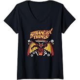 Womens Stranger Things Hellfire Powerful Devil Ready To Combat Logo V-Neck T-Shirt