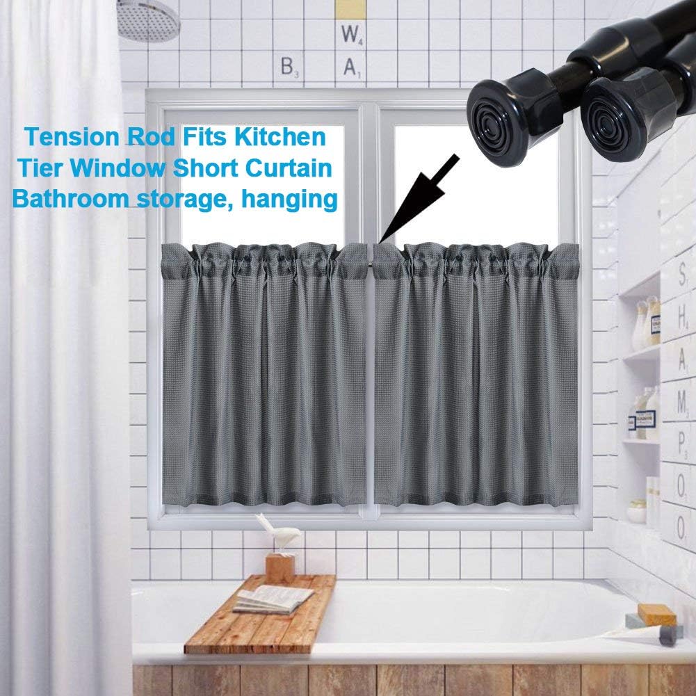 AIZESI 2PCS Tension Rod Tier Window Short Curtain Rod,16 to 28inch,Black: Home & Kitchen