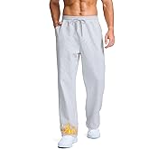 Soothfeel Men's Fleece Sweatpants Cotton Open Bottom Straight Leg Baggy Winter Warm Pants Sweatpants