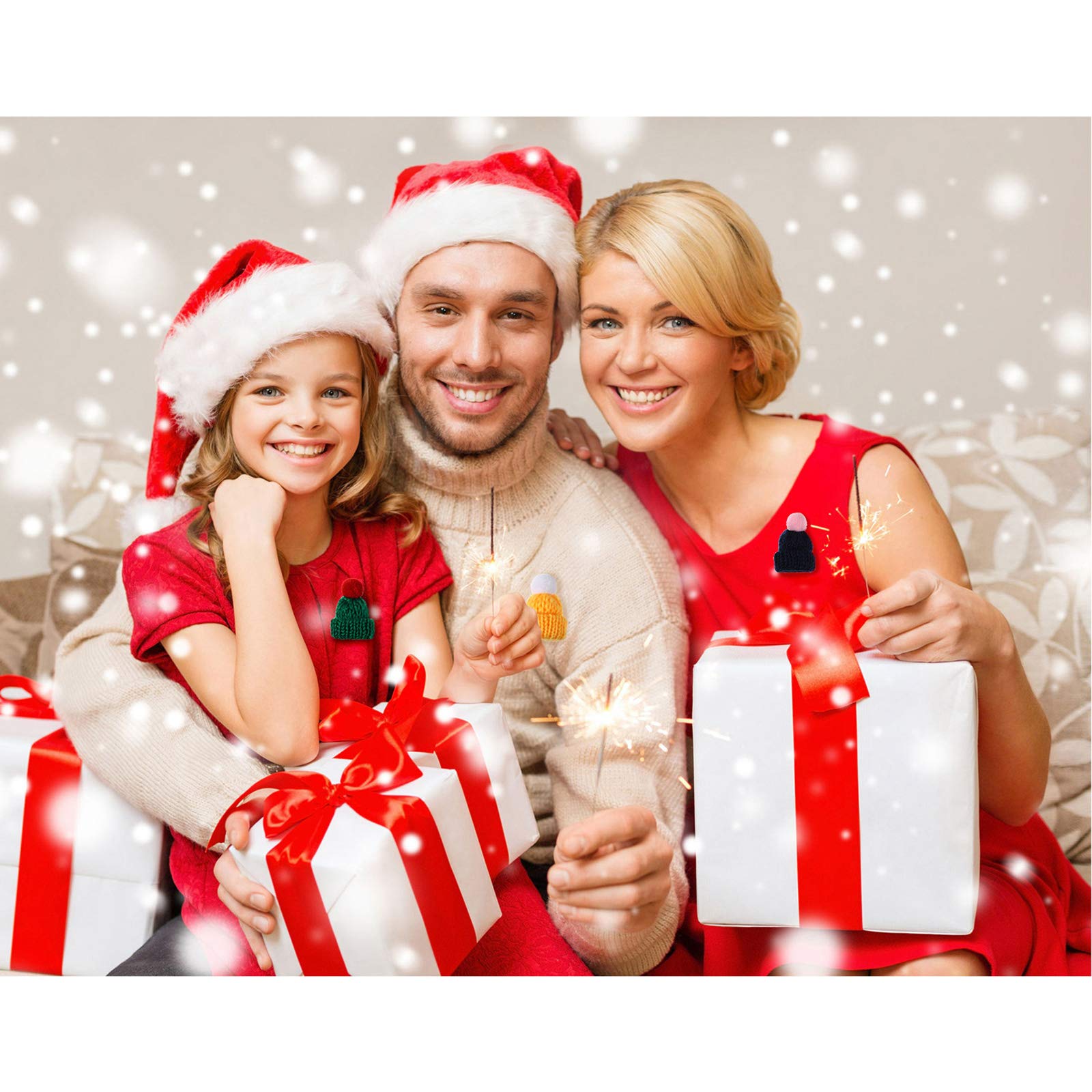 WILLBOND Mini Knitting Hats Doll Hat DIY Craft Knitting Decoration Mini Christmas Knit Hats for DIY Hair Accessories Crafts Hanging Ornaments Assorted Christmas Tree Ornaments,20 Styles(40 Pieces)