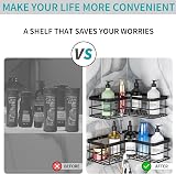 Yazoni Corner Shower Caddy No Drilling Adhesive Shelf 2 Pack Black view 4