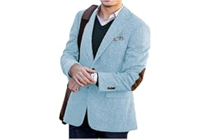 VENNYNG Men's Tweed Blazer Jacket with Elbow Patches Men Spring Short Vintage Trench Coat