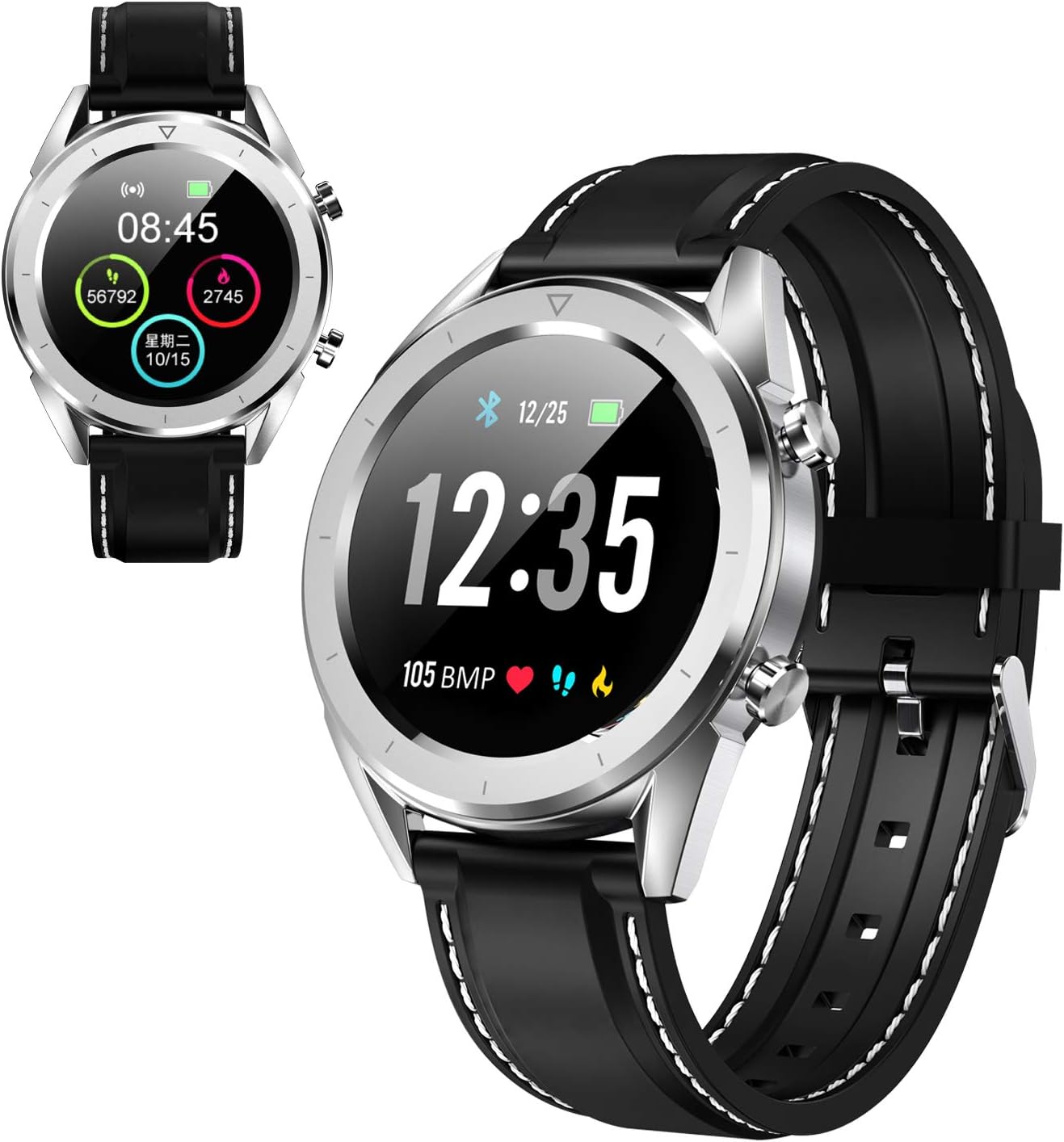 Multifunction Men's Smart Watch, Color Screen Blood Pressure Smartwatch Multi-Sport Mode Heart Rate Monitoring for iOS and Android, Fitness Tracker Watch
